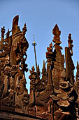 Myanmar - Mandalay, Shwe In Bin Kyaung a wonderful example of the Burmese unique teak architecture and wood-carving art. 